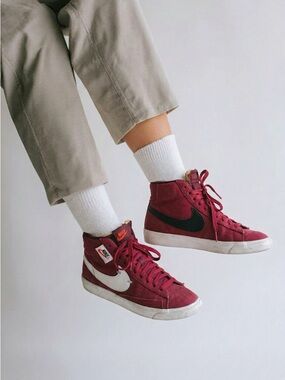 Nike Burgundy and Black High-Top Sneakers